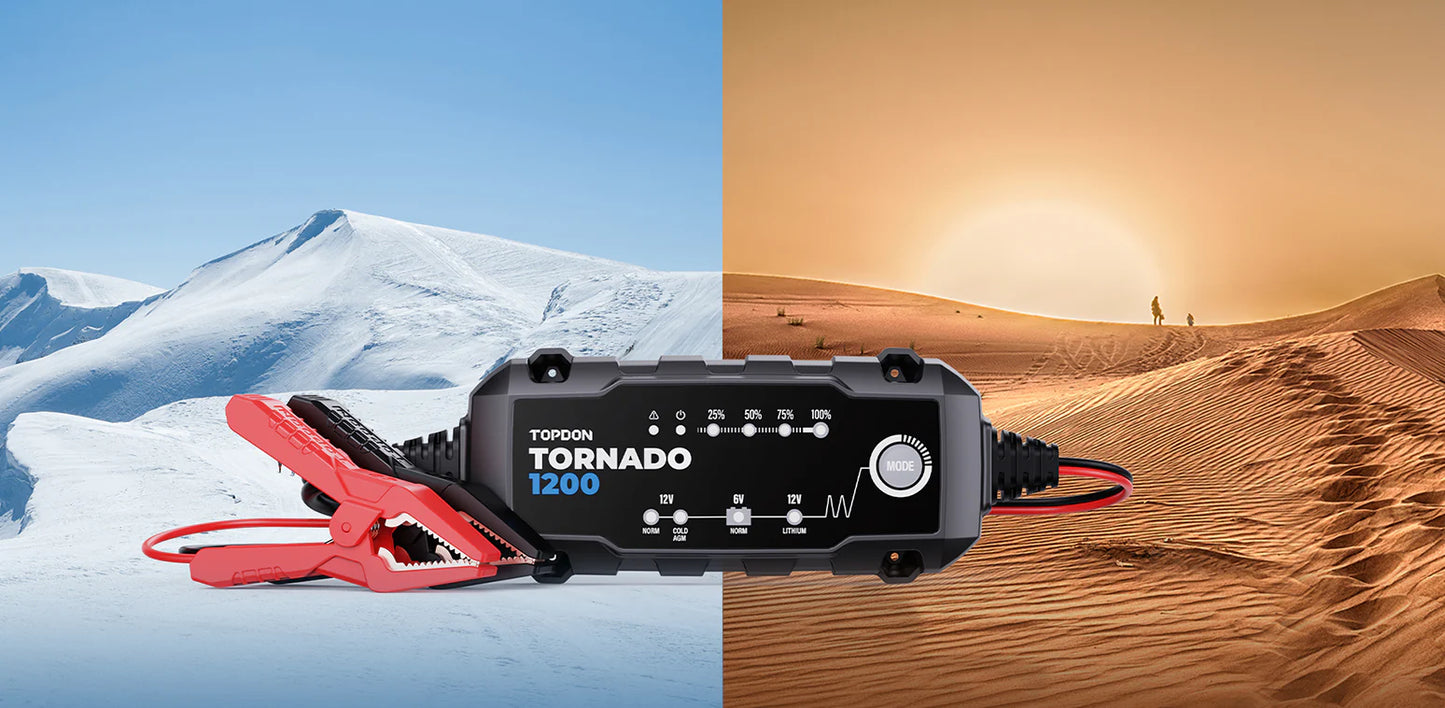 TOPDON Tornado1200 (T1A) – Chargeur Intelligent 6V/12V (10 étapes) | GreenMotor