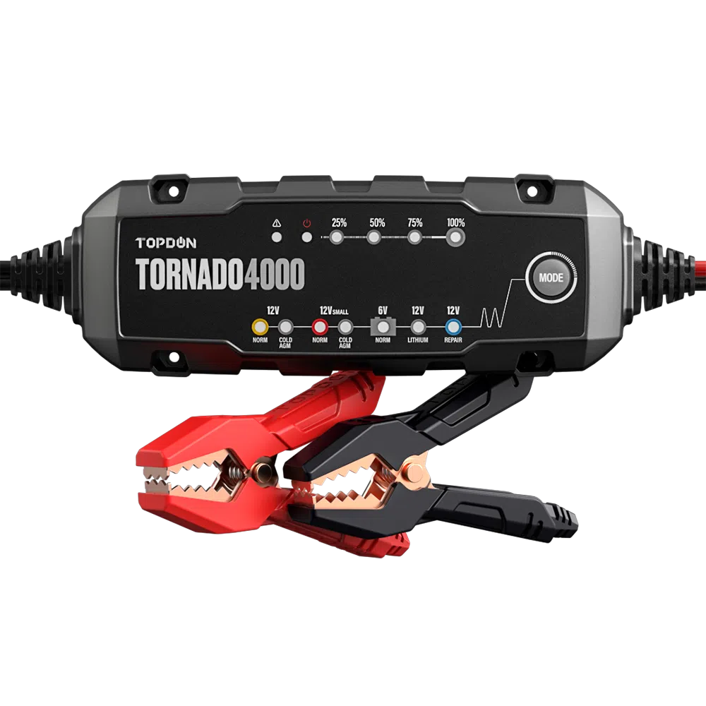 TOPDON Tornado 4000 (T4A) – Chargeur Intelligent 6V/12V & 12V Lithium | GreenMotor