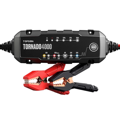 TOPDON Tornado 4000 (T4A) – Chargeur Intelligent 6V/12V & 12V Lithium | GreenMotor