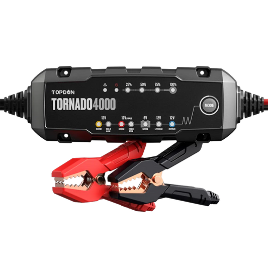 TOPDON Tornado 4000 (T4A) – Chargeur Intelligent 6V/12V & 12V Lithium | GreenMotor